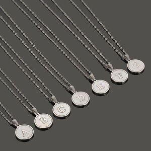 18K Plated Initial Stainless Steel Necklace Steel Color